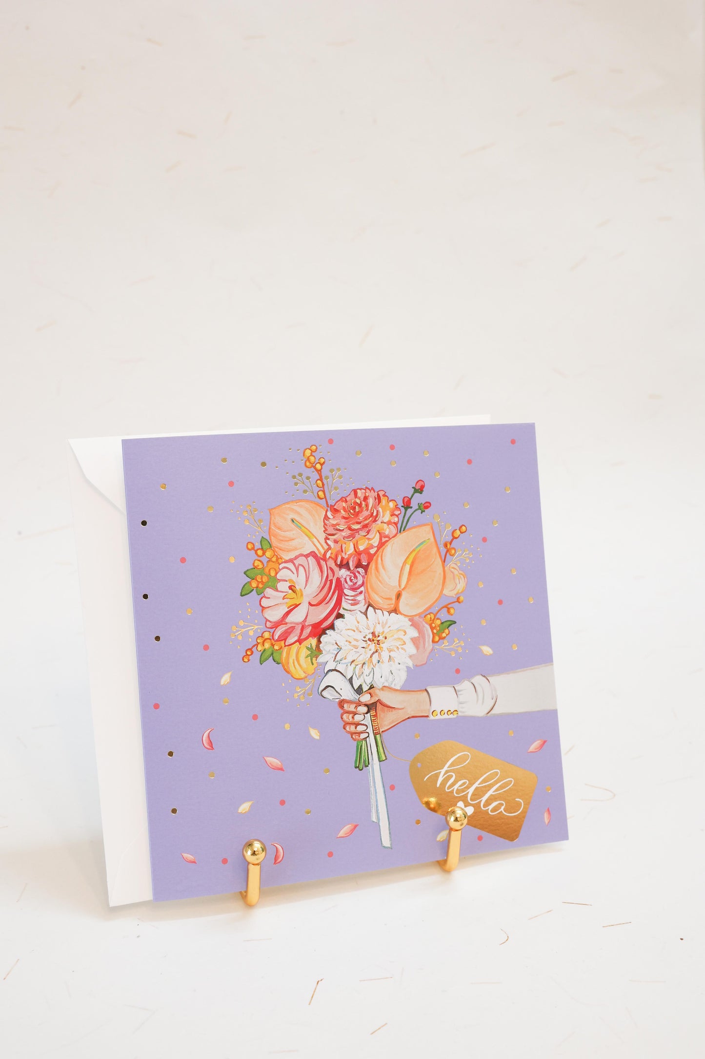 HELLO BOUQUET OF FLOWERS GREETING CARD