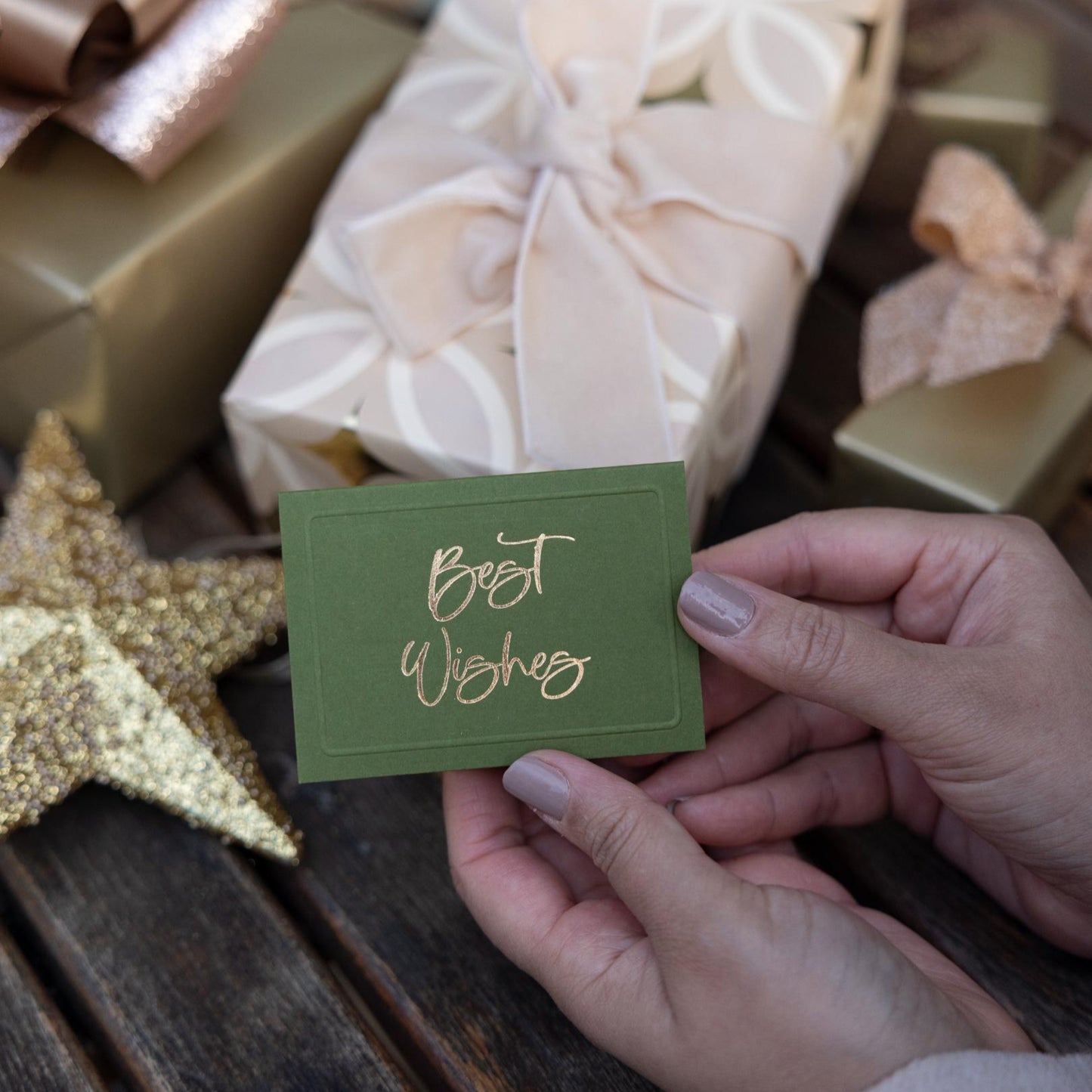 Moss Best Wishes Foldable Gift Tag Pack of 8