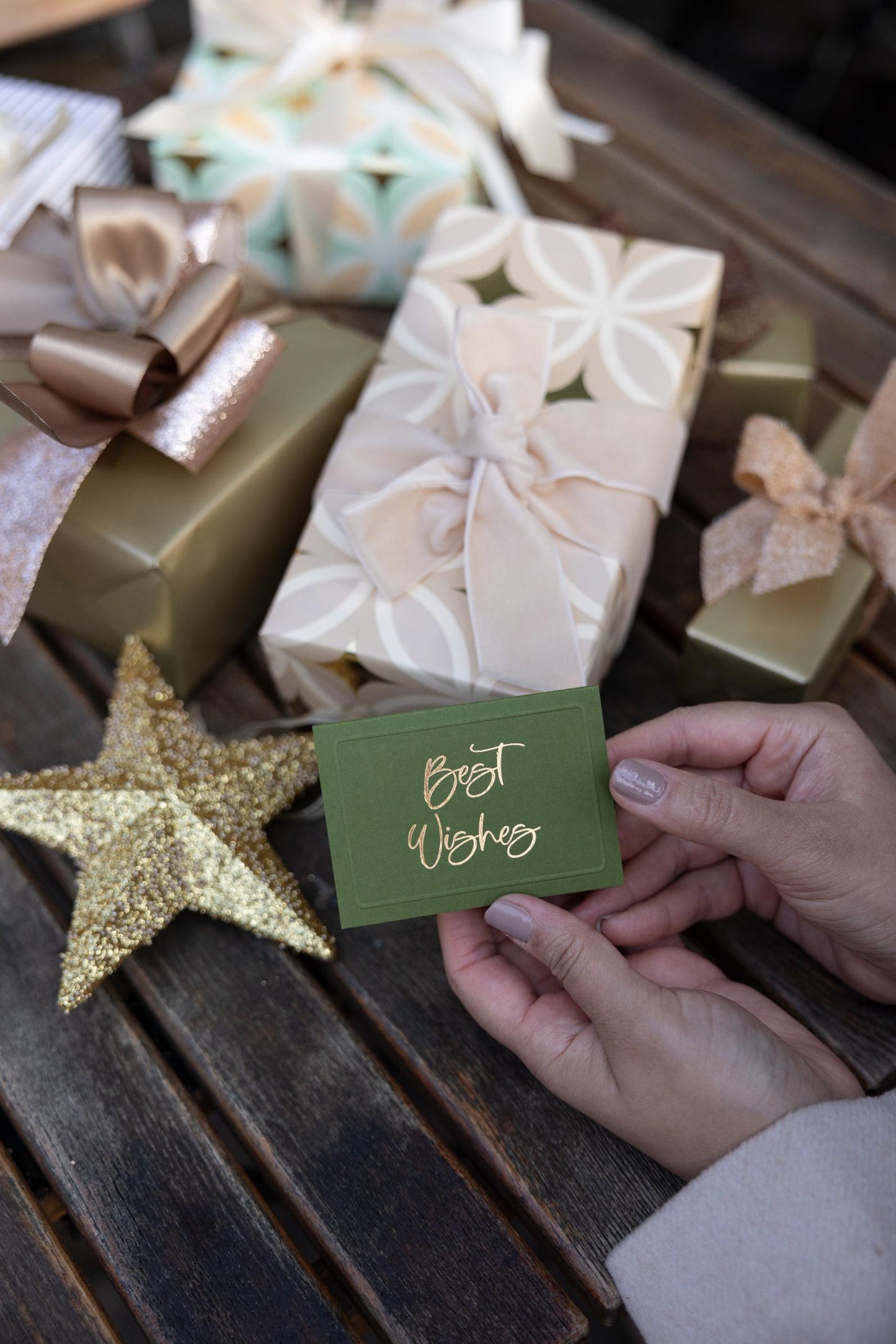 Moss Best Wishes Foldable Gift Tag Pack of 8