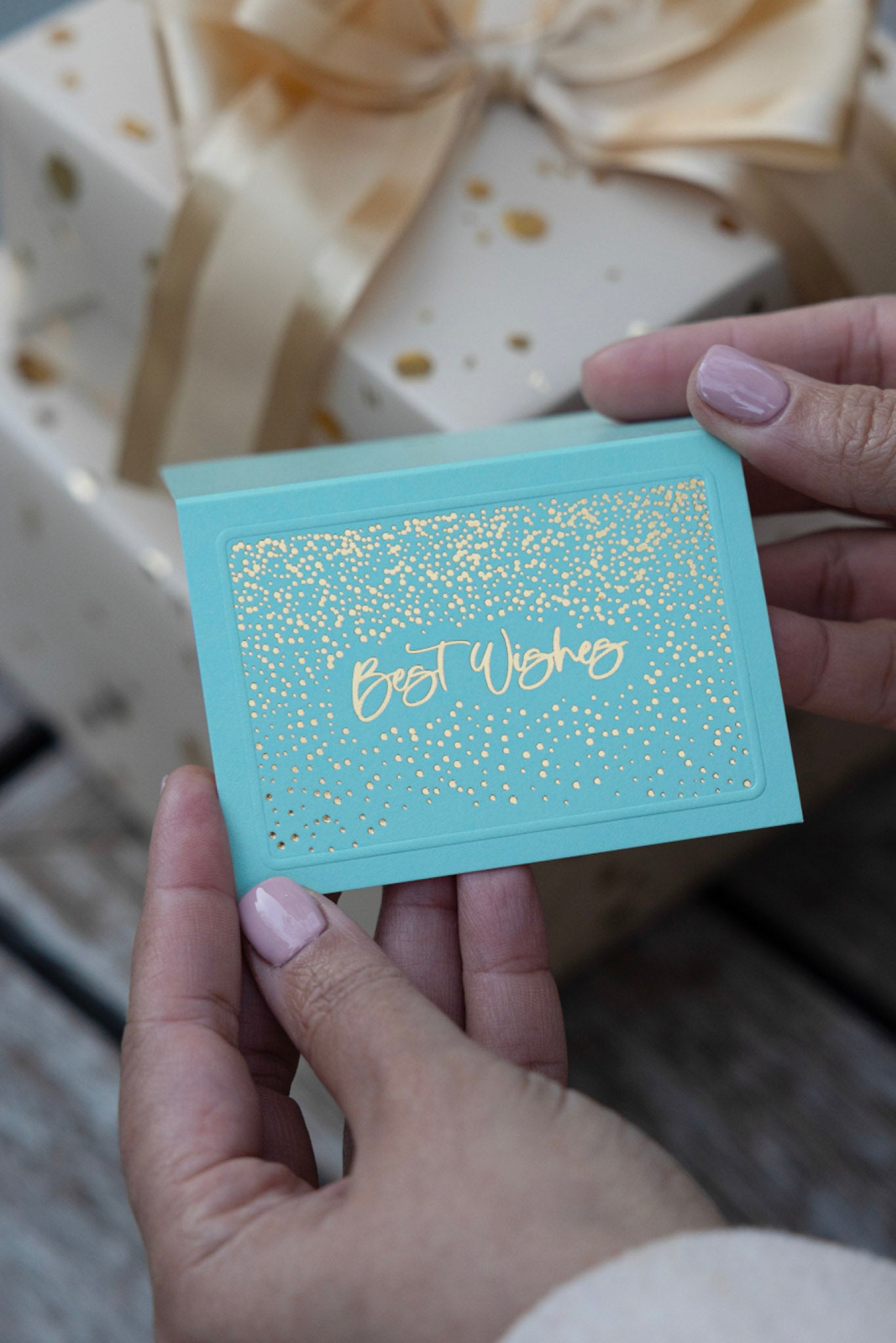 Turquoise Sparkle Best Wishes Foldable Gift Tag Pack of 8