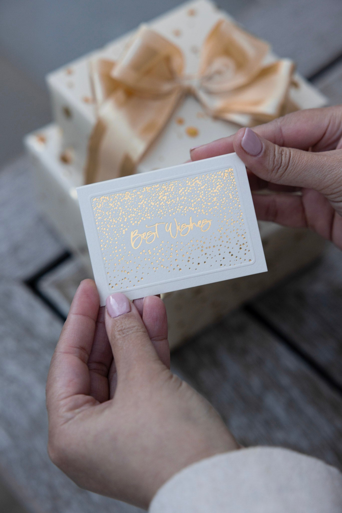 Beige Sparkle Best Wishes Foldable Gift Tag Pack of 8