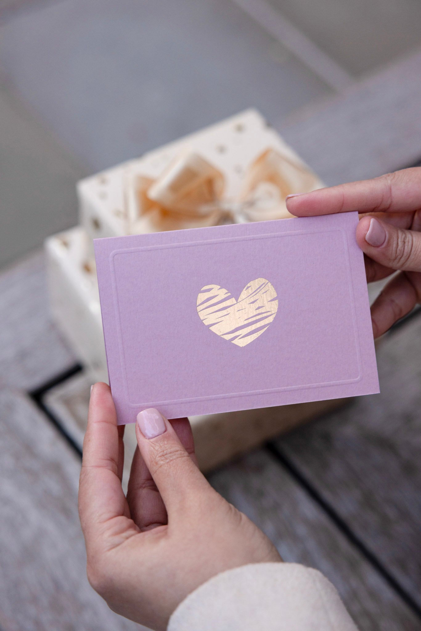 Gold Heart on a Pink Greeting Card