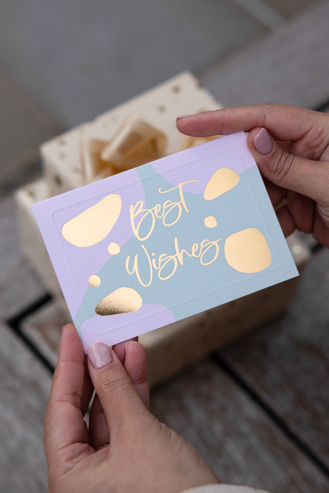 Best Wishes in Peach, Mint with Gold accents