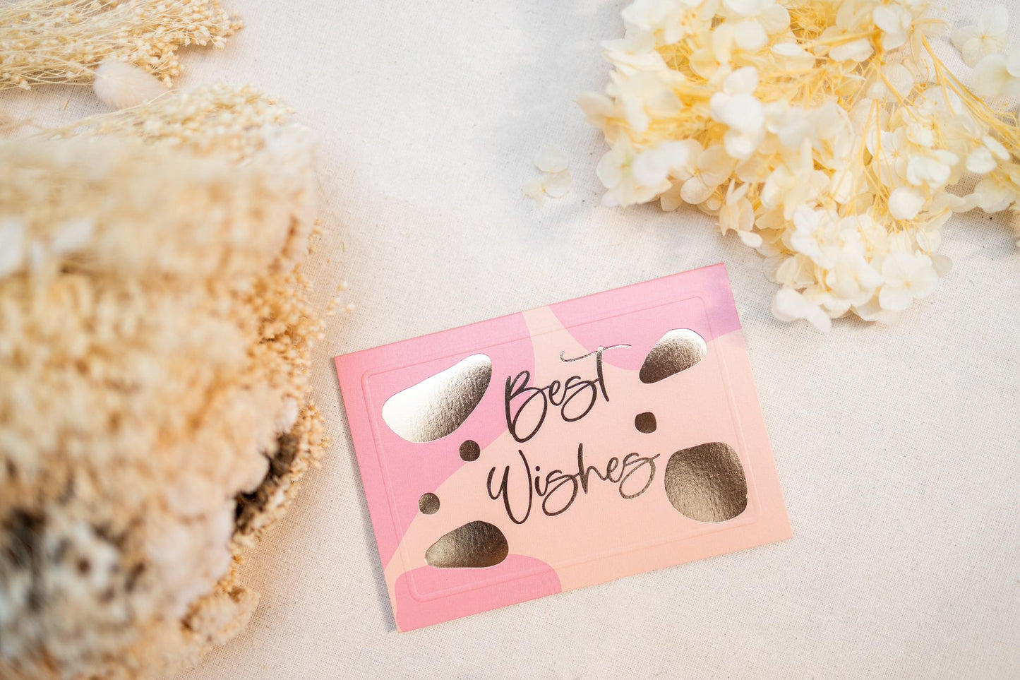 Best Wishes in Peach, Mint with Gold accents