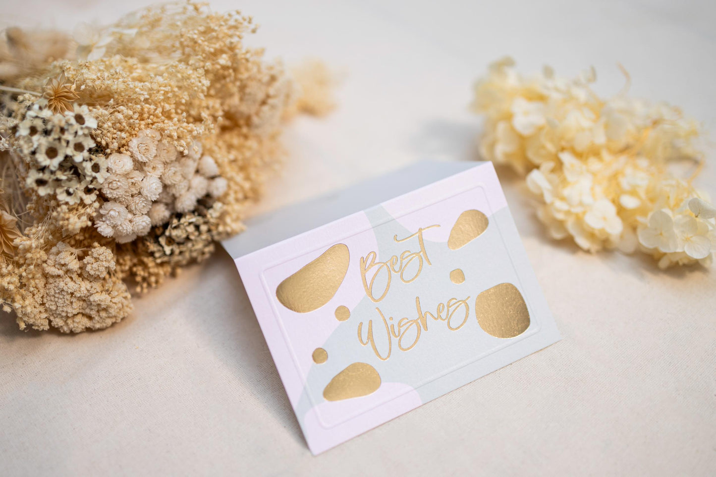 Best Wishes in Peach, Mint with Gold accents