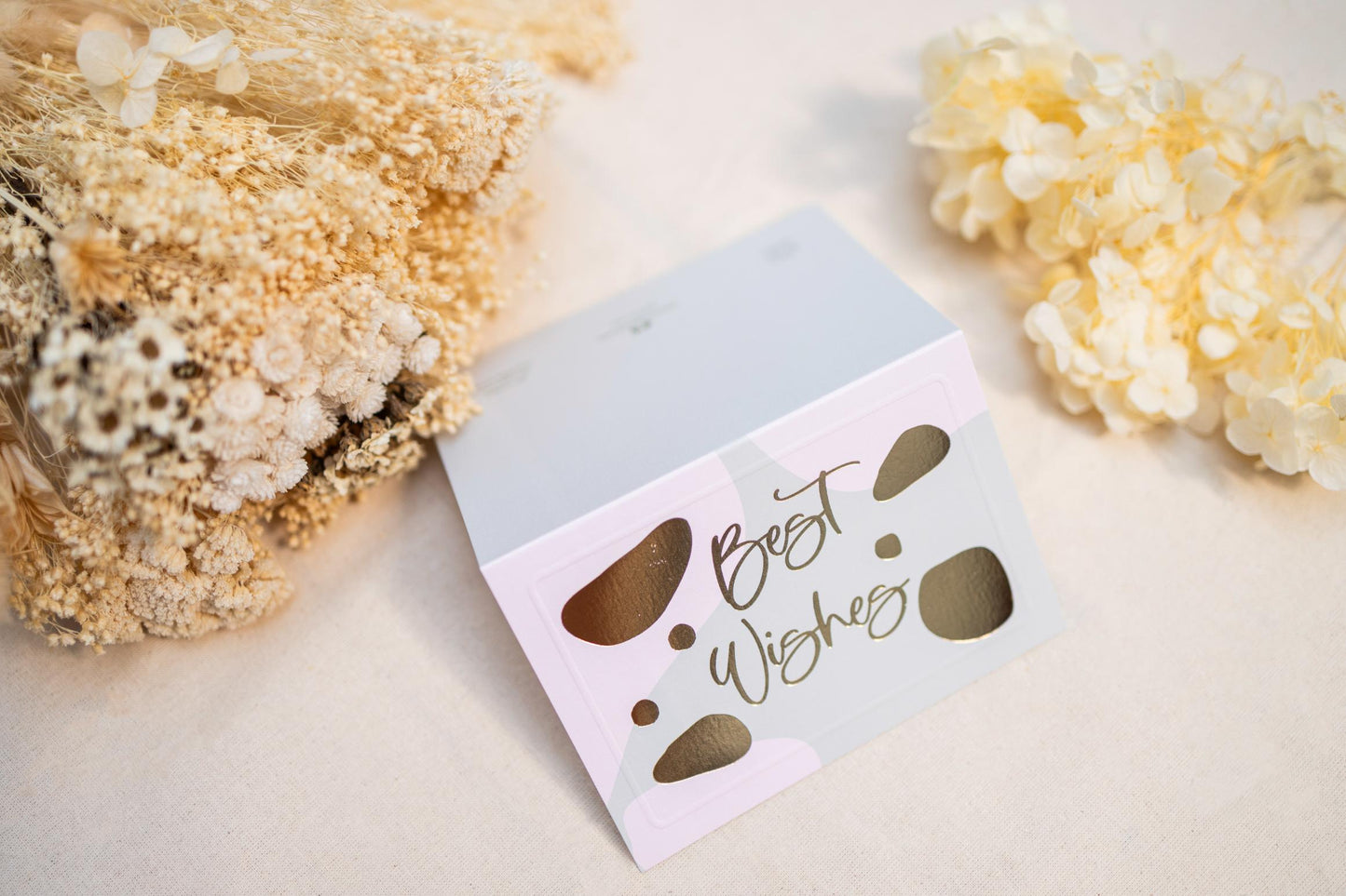 Best Wishes in Peach, Mint with Gold accents