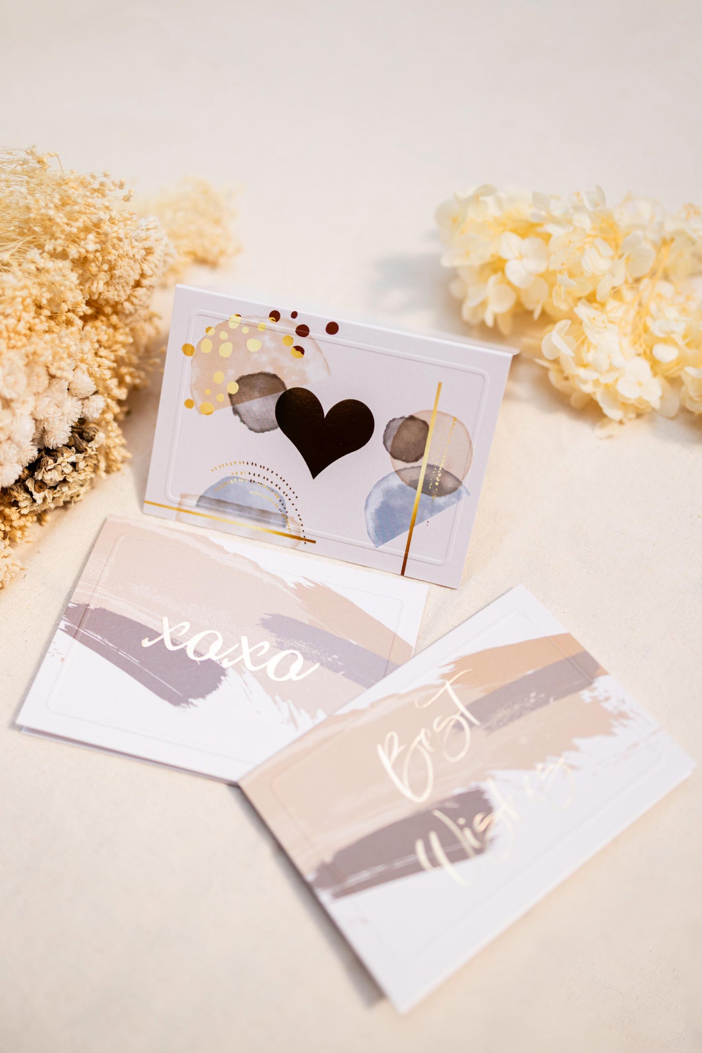 Assorted Cards in Gold, Brown and Beige Splash