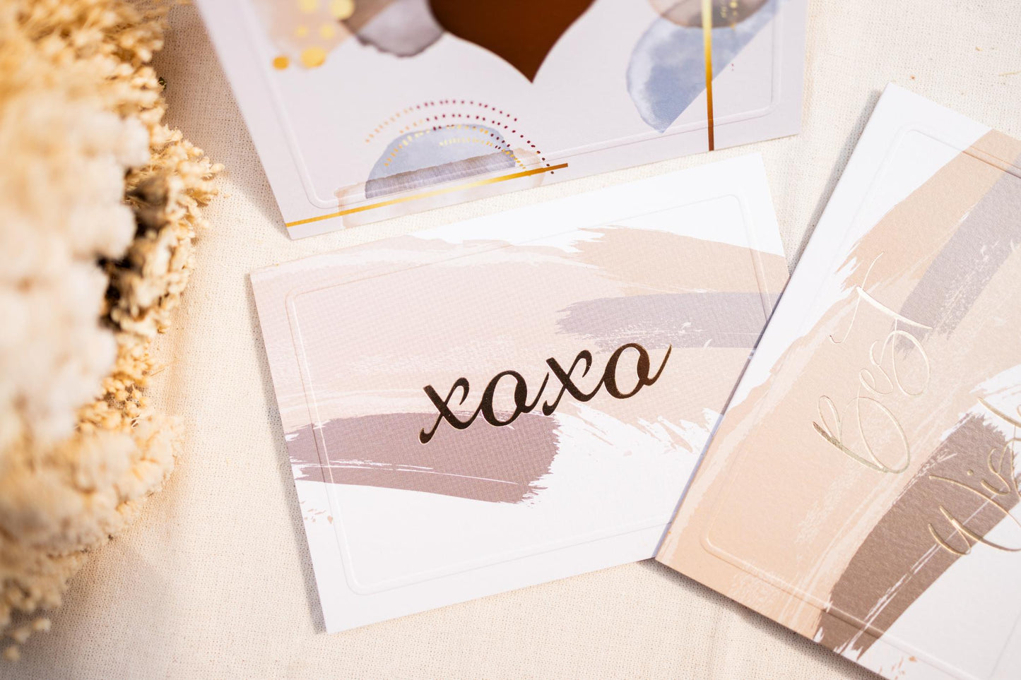 Assorted Cards in Gold, Brown and Beige Splash