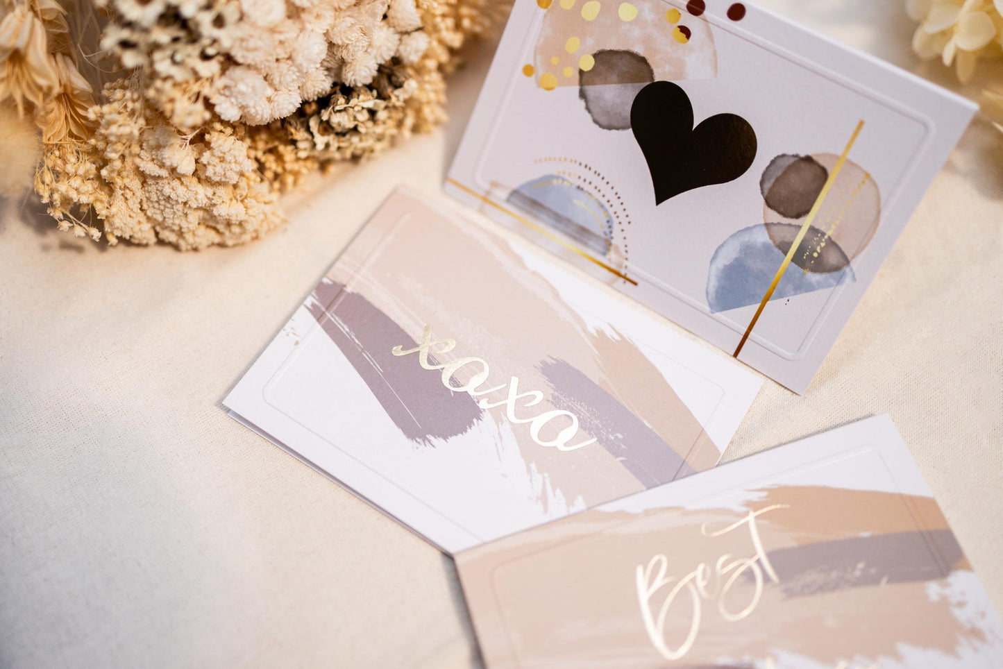 Assorted Cards in Gold, Brown and Beige Splash
