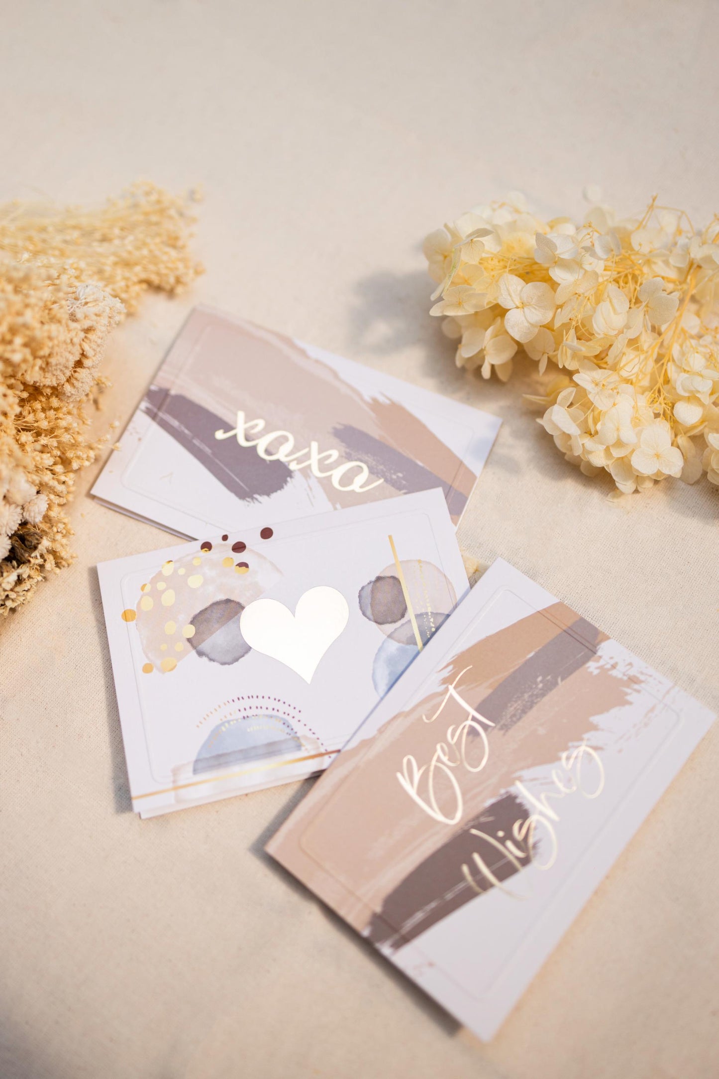 Assorted Cards in Gold, Brown and Beige Splash