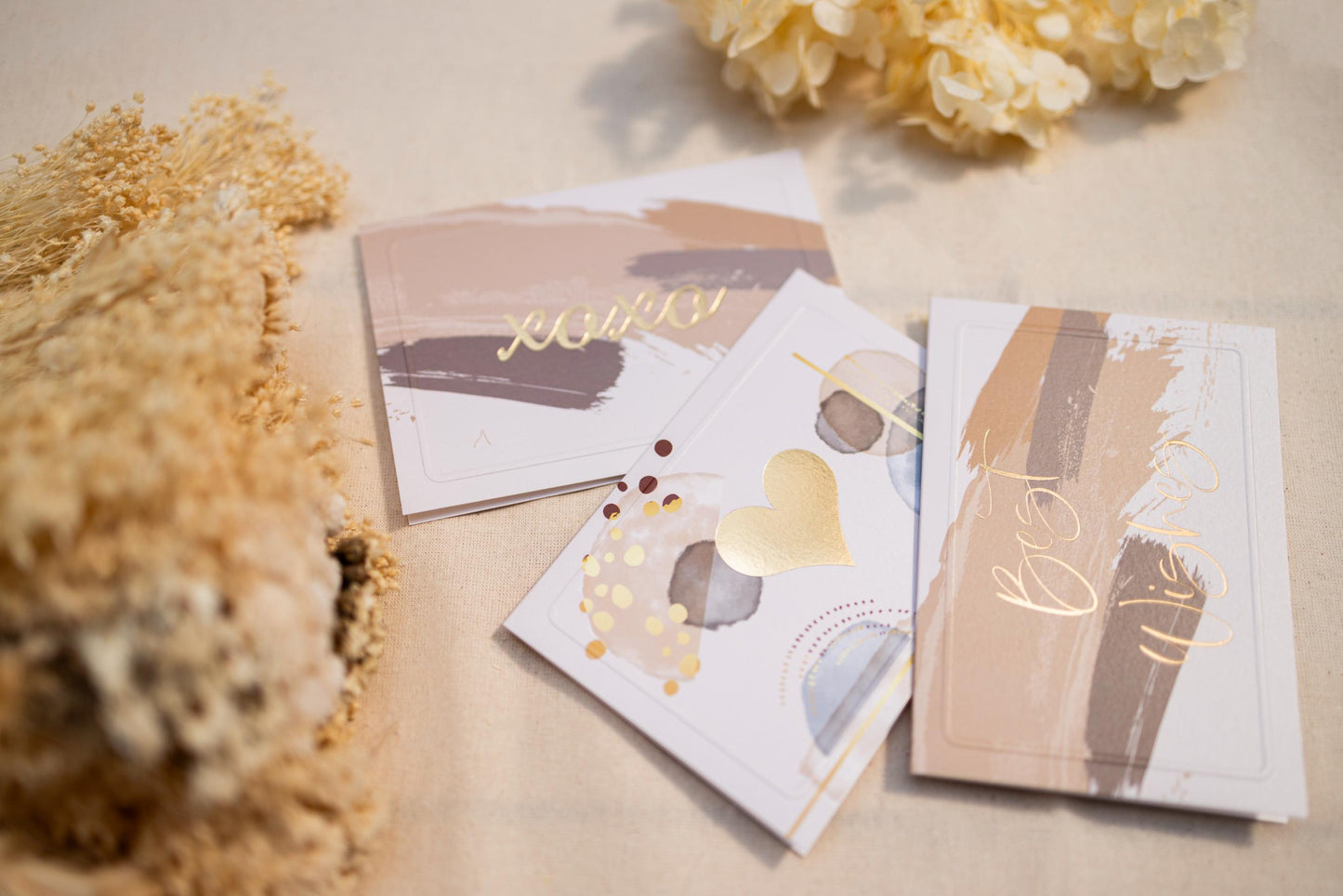 Assorted Cards in Gold, Brown and Beige Splash