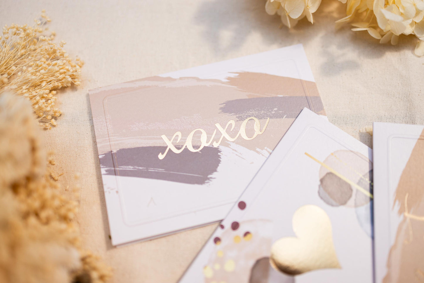 Assorted Cards in Gold, Brown and Beige Splash