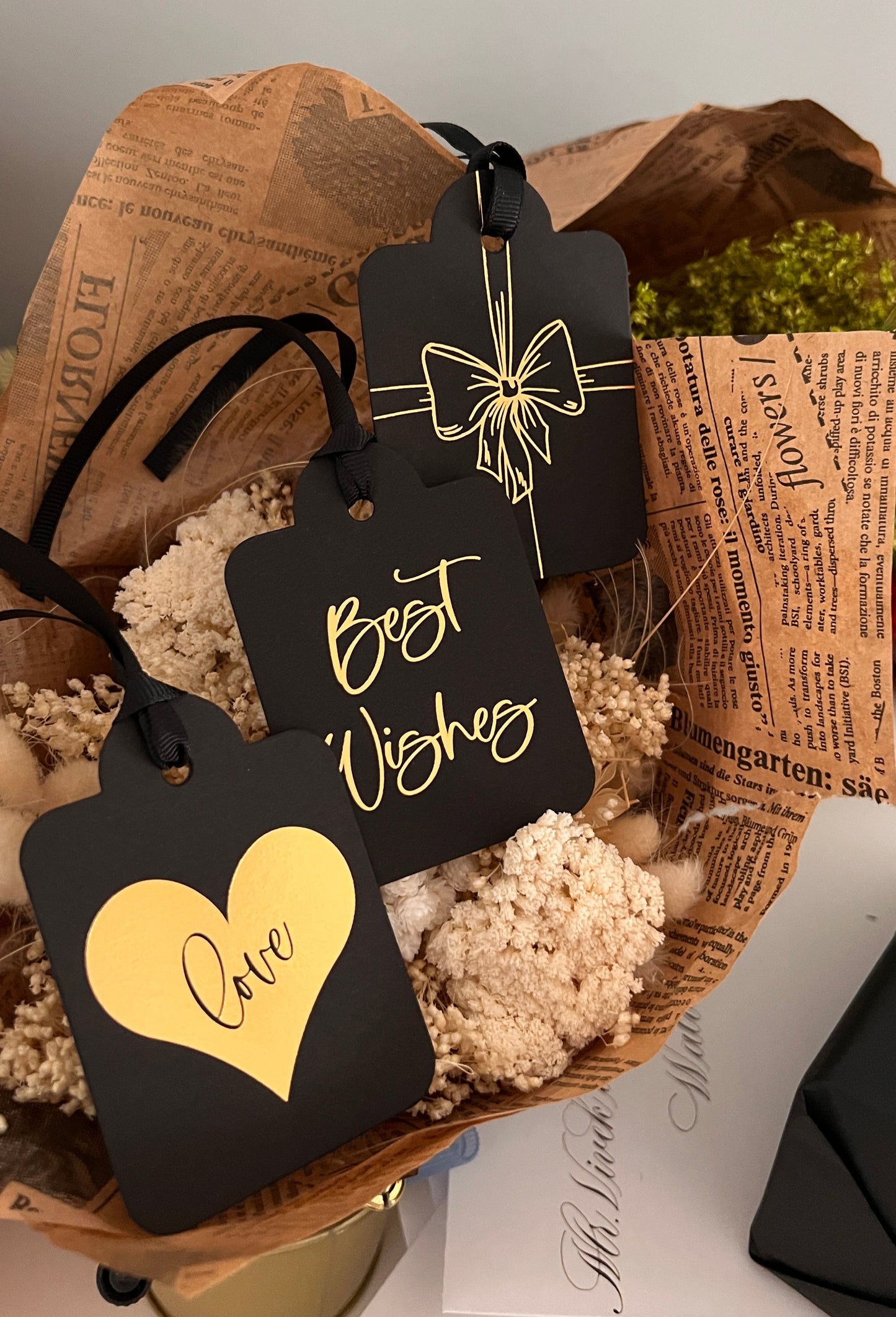 Assorted Everyday Gift Tags Die Cut Flat Black