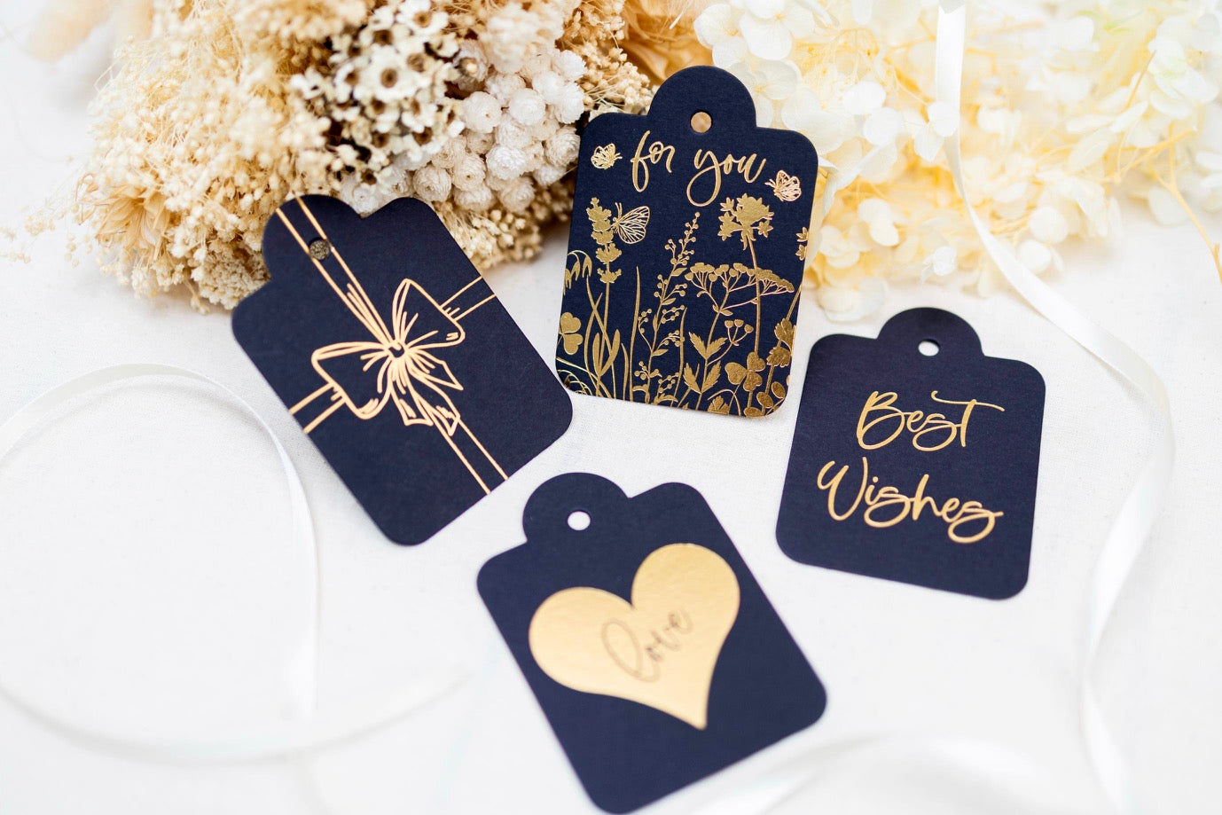 Assorted Everyday Gift Tags Die Cut Flat Black