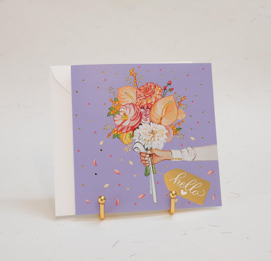 HELLO BOUQUET OF FLOWERS GREETING CARD
