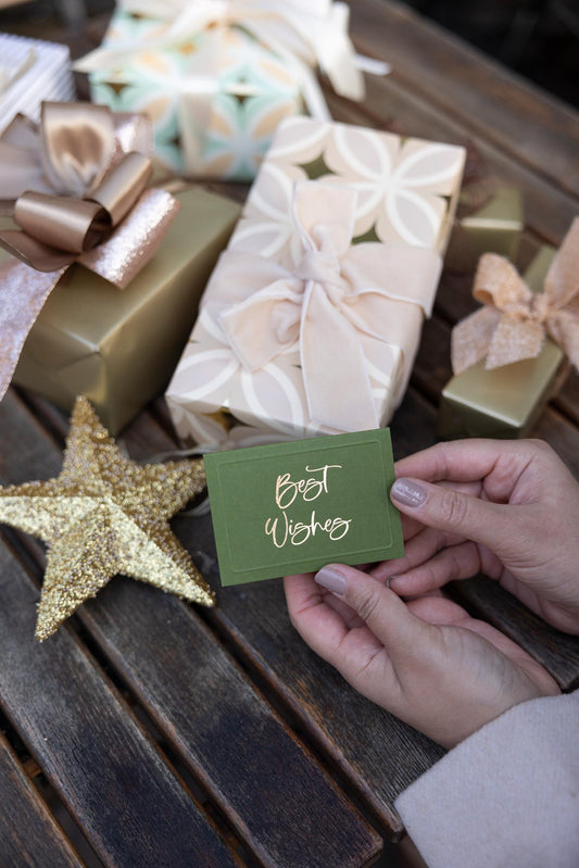Moss Best Wishes Foldable Gift Tag Pack of 8