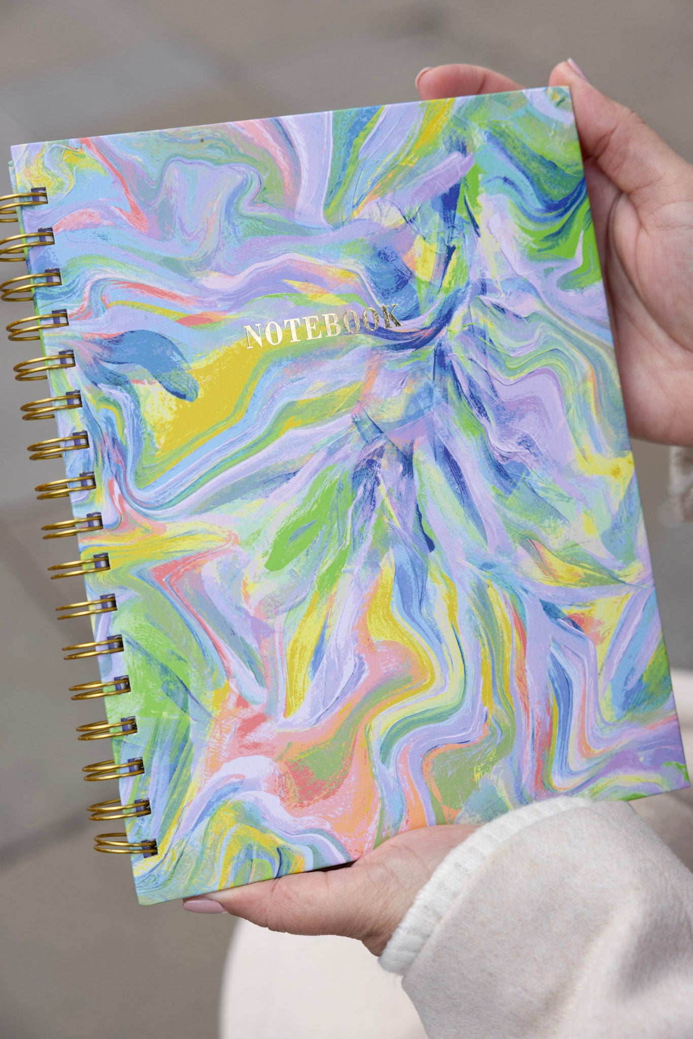 GOLD WIRE-O NOTEBOOK LAVENDER MARBLE