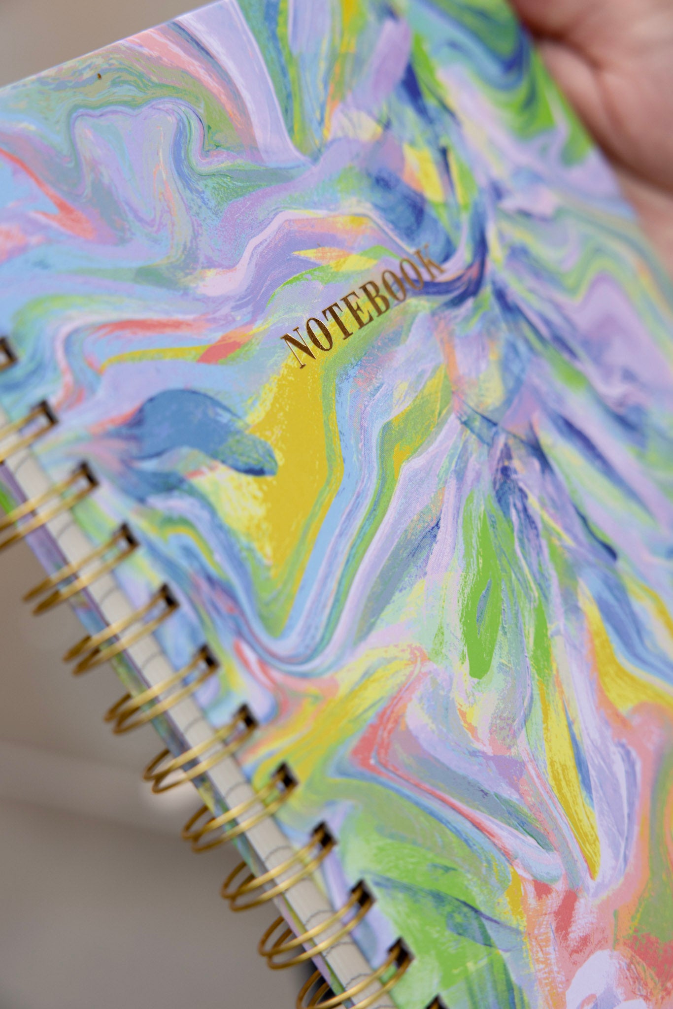 GOLD WIRE-O NOTEBOOK LAVENDER MARBLE
