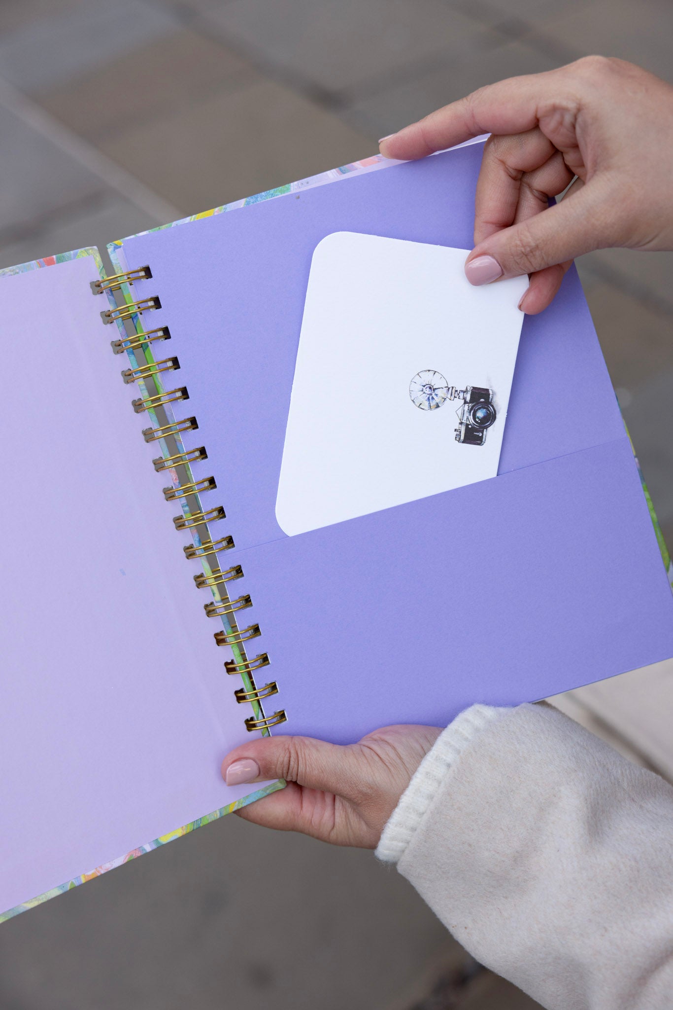 GOLD WIRE-O NOTEBOOK LAVENDER MARBLE