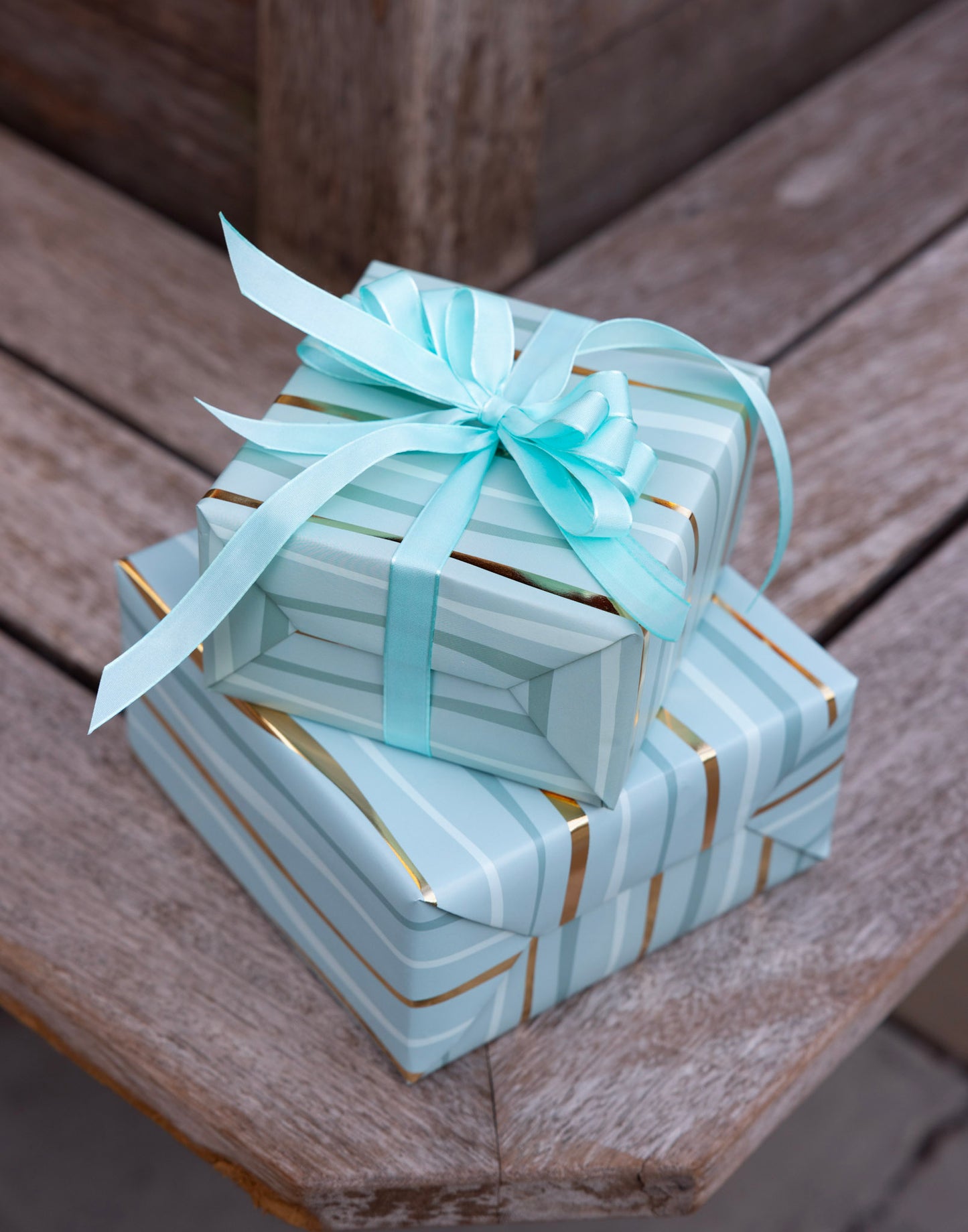 Festive Wave Print Wrapping Paper in Turquoise and Gold