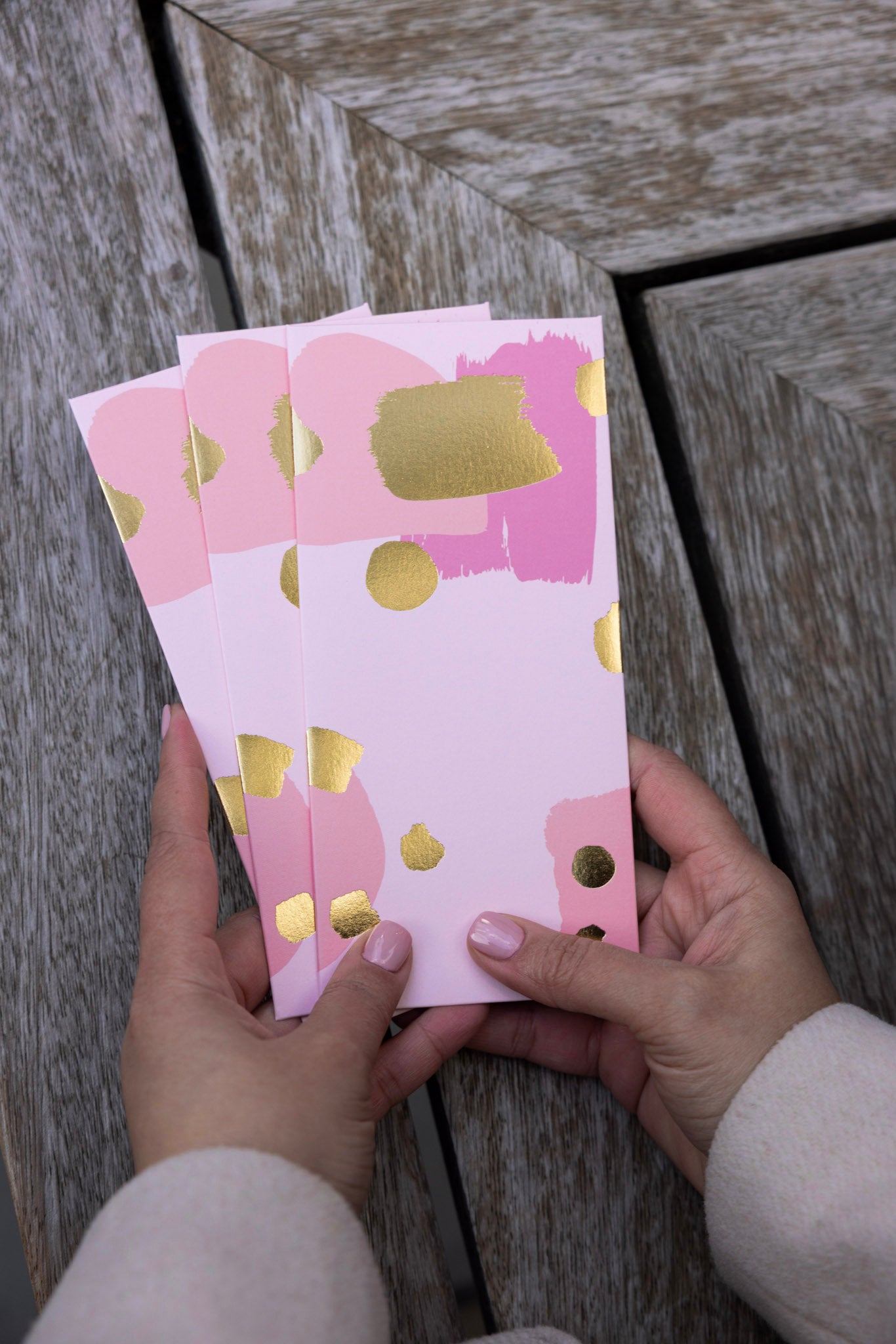 Modern Money Envelope in Raspberry, Pink and Gold