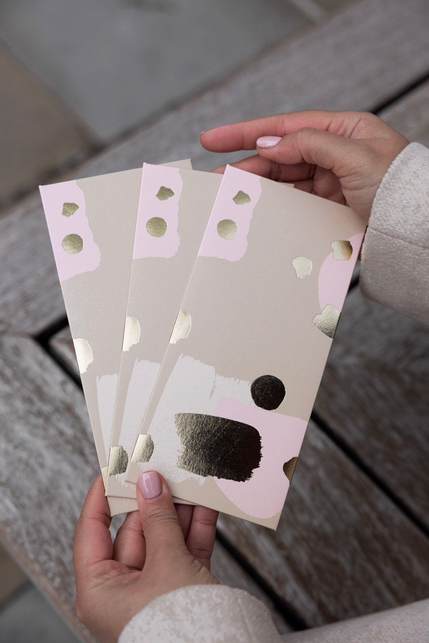 Modern Money Envelope in Beige Pink and Gold