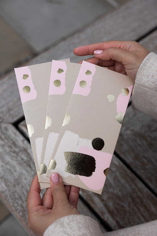 Modern Money Envelope in Beige Pink and Gold