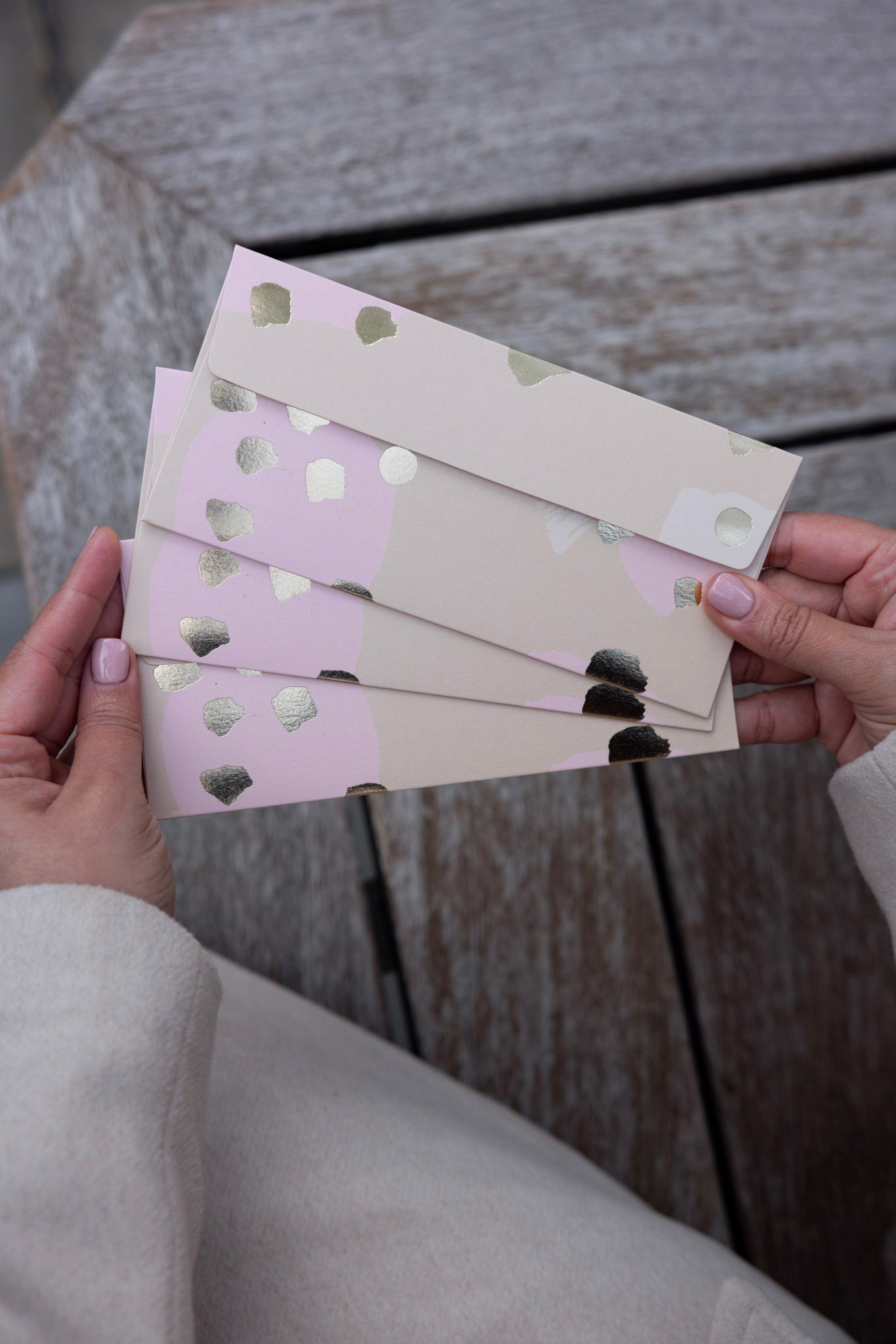 Modern Money Envelope in Beige Pink and Gold