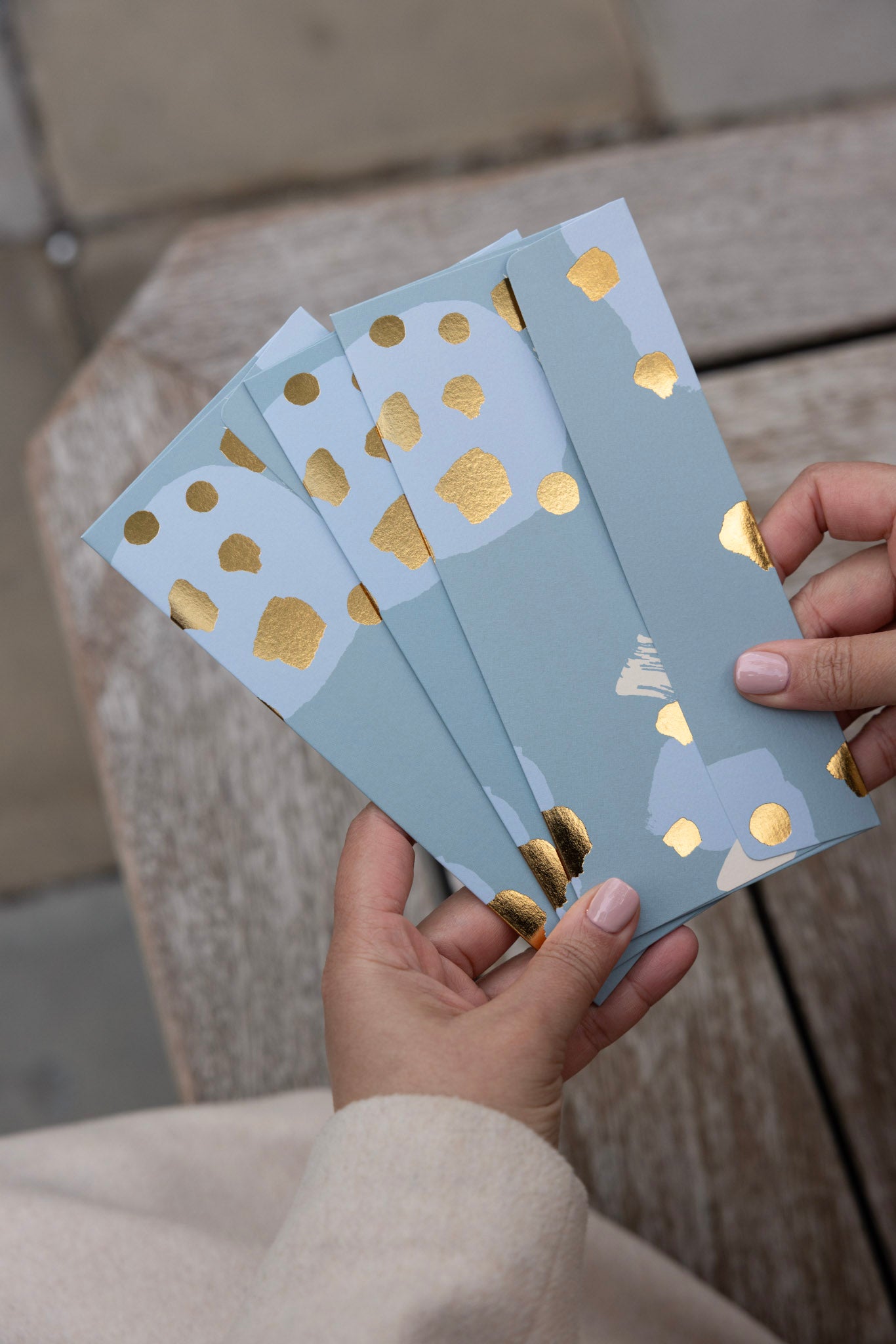 Modern Money Envelope in Grey, Blue and Gold