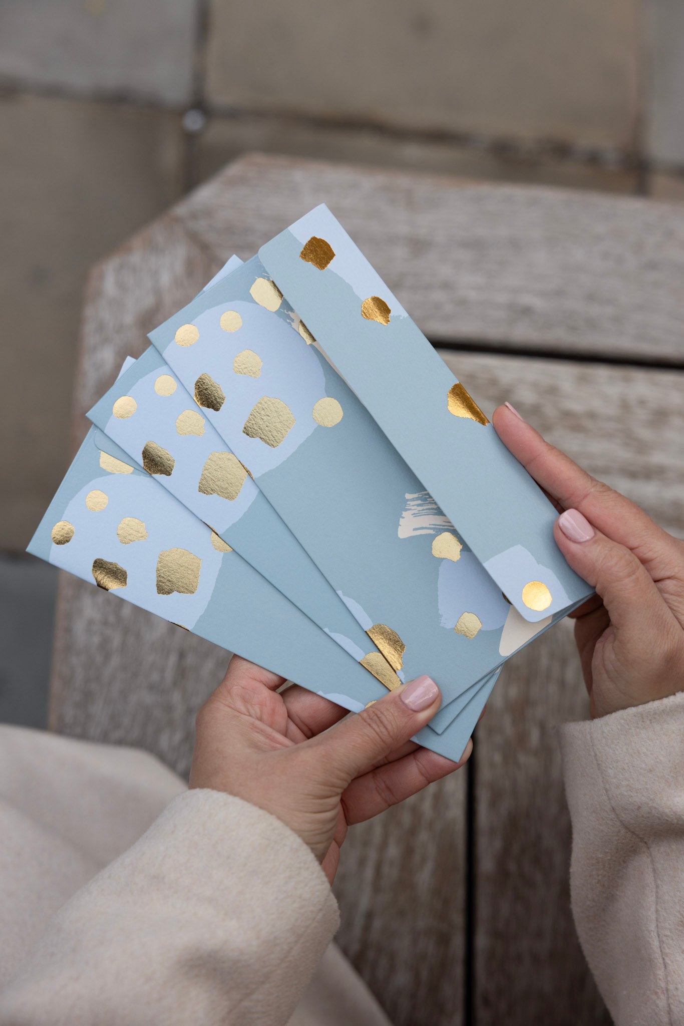 Modern Money Envelope in Grey, Blue and Gold