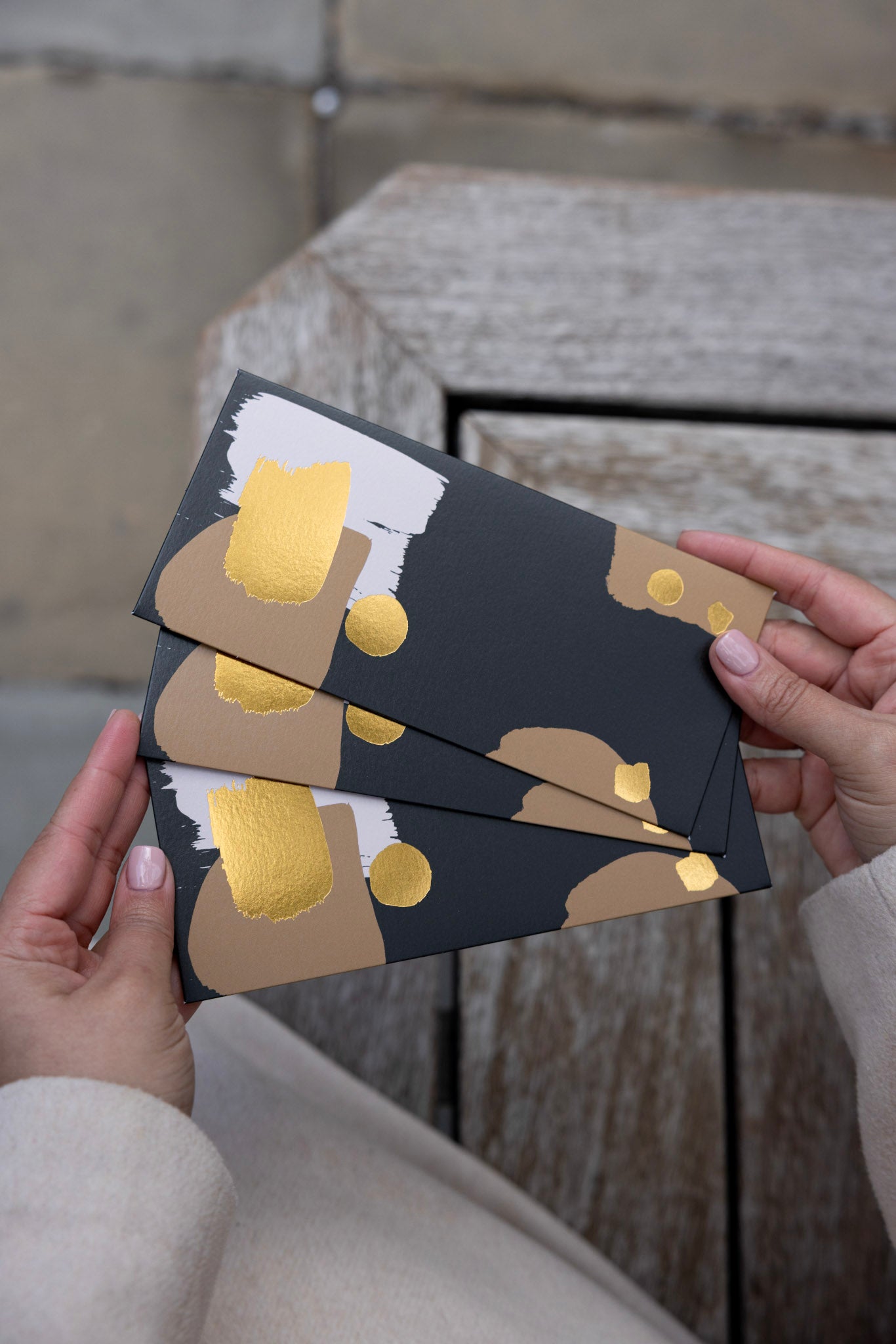 Modern Money Envelope in Black, Tan and Gold