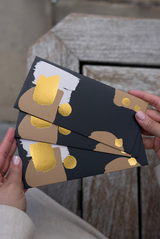 Modern Money Envelope in Black, Tan and Gold