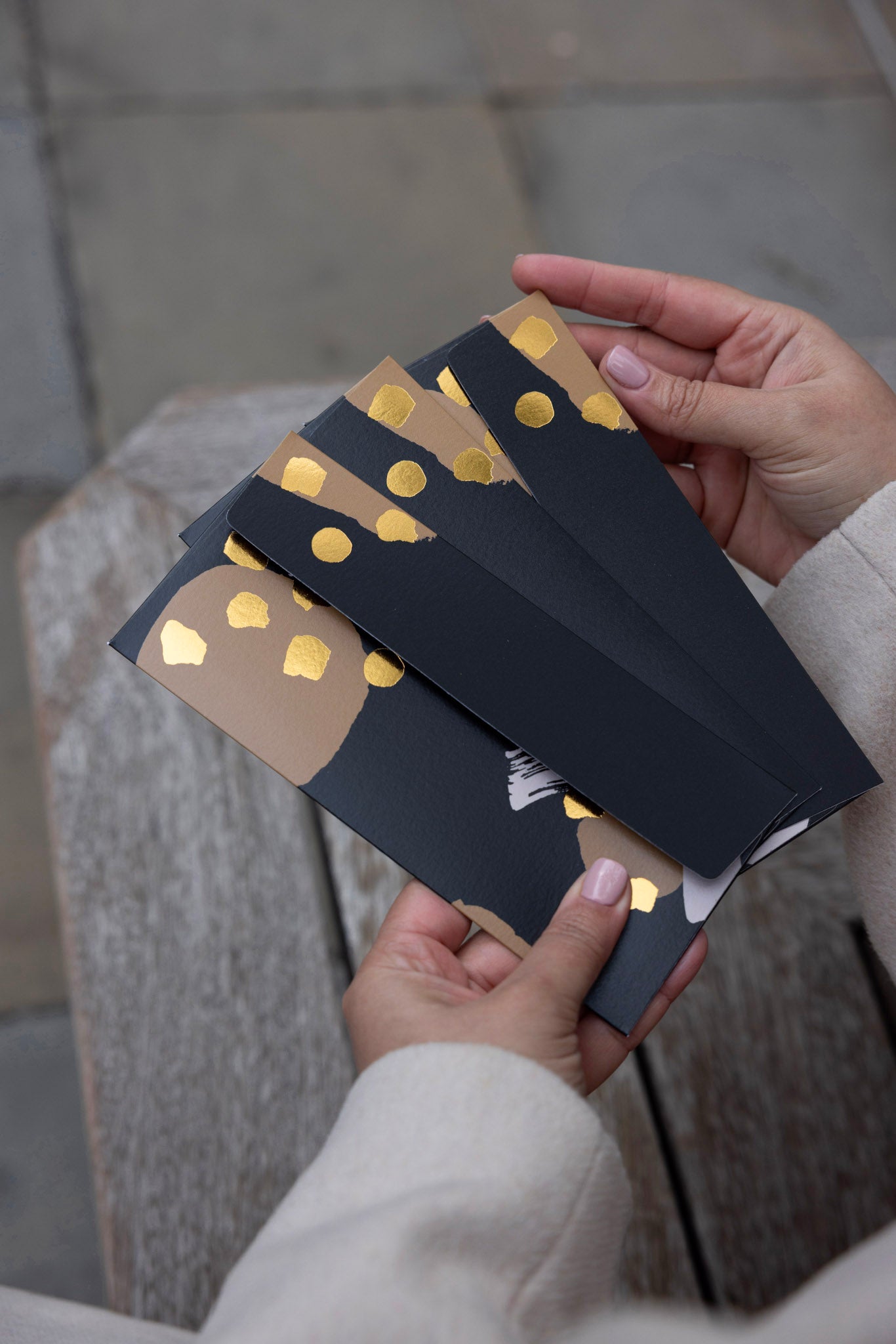 Modern Money Envelope in Black, Tan and Gold