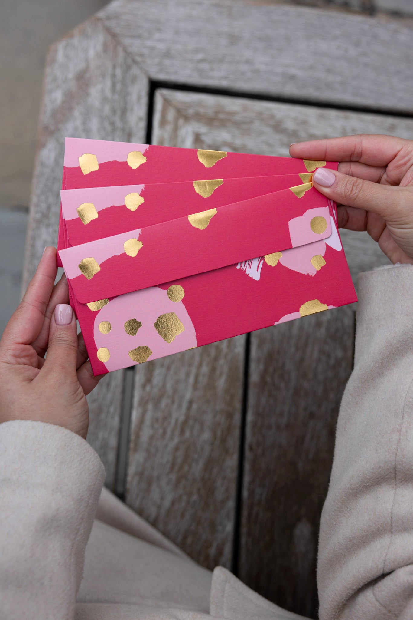 Modern Money Envelope in Red, Beige and Gold