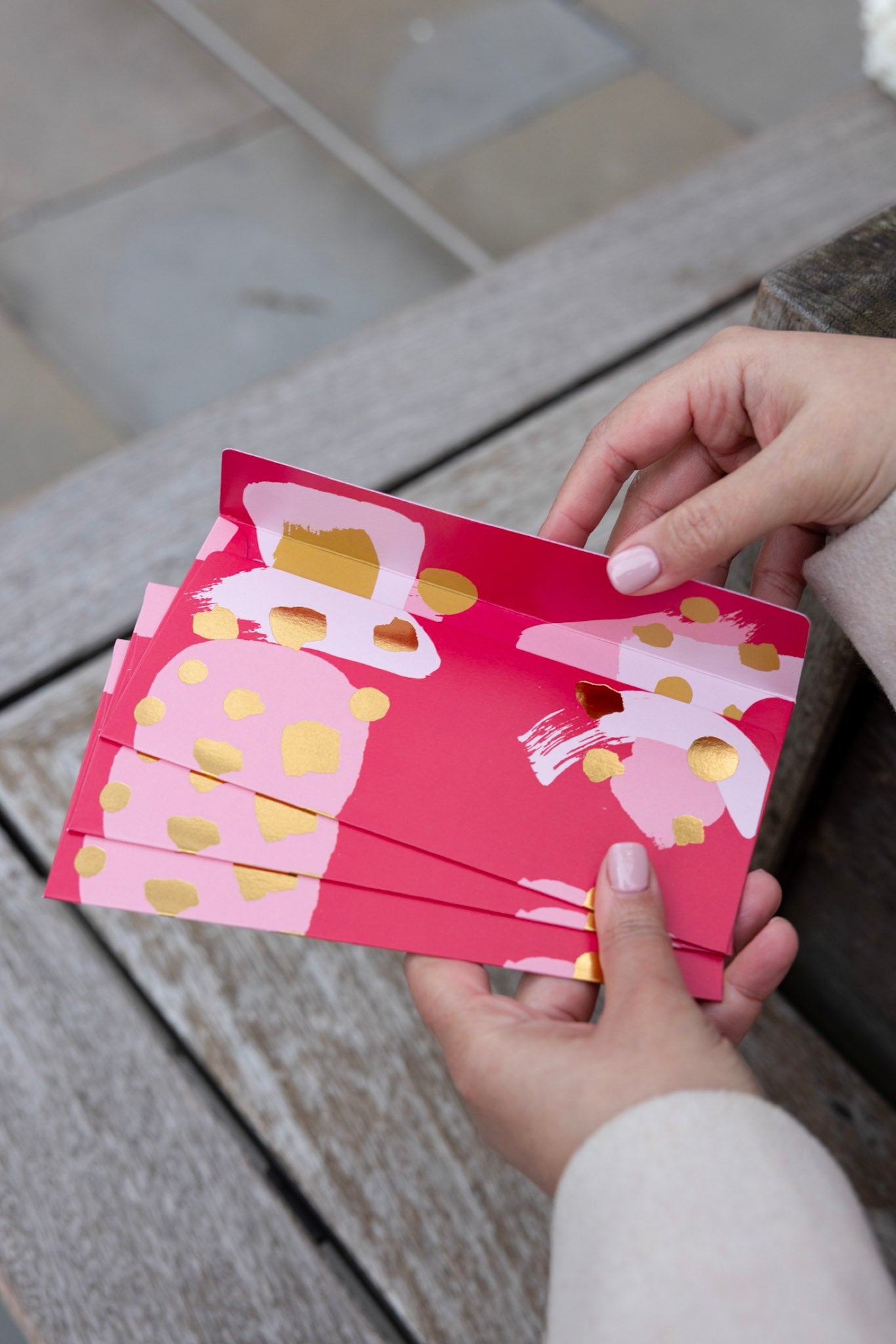 Modern Money Envelope in Red, Beige and Gold