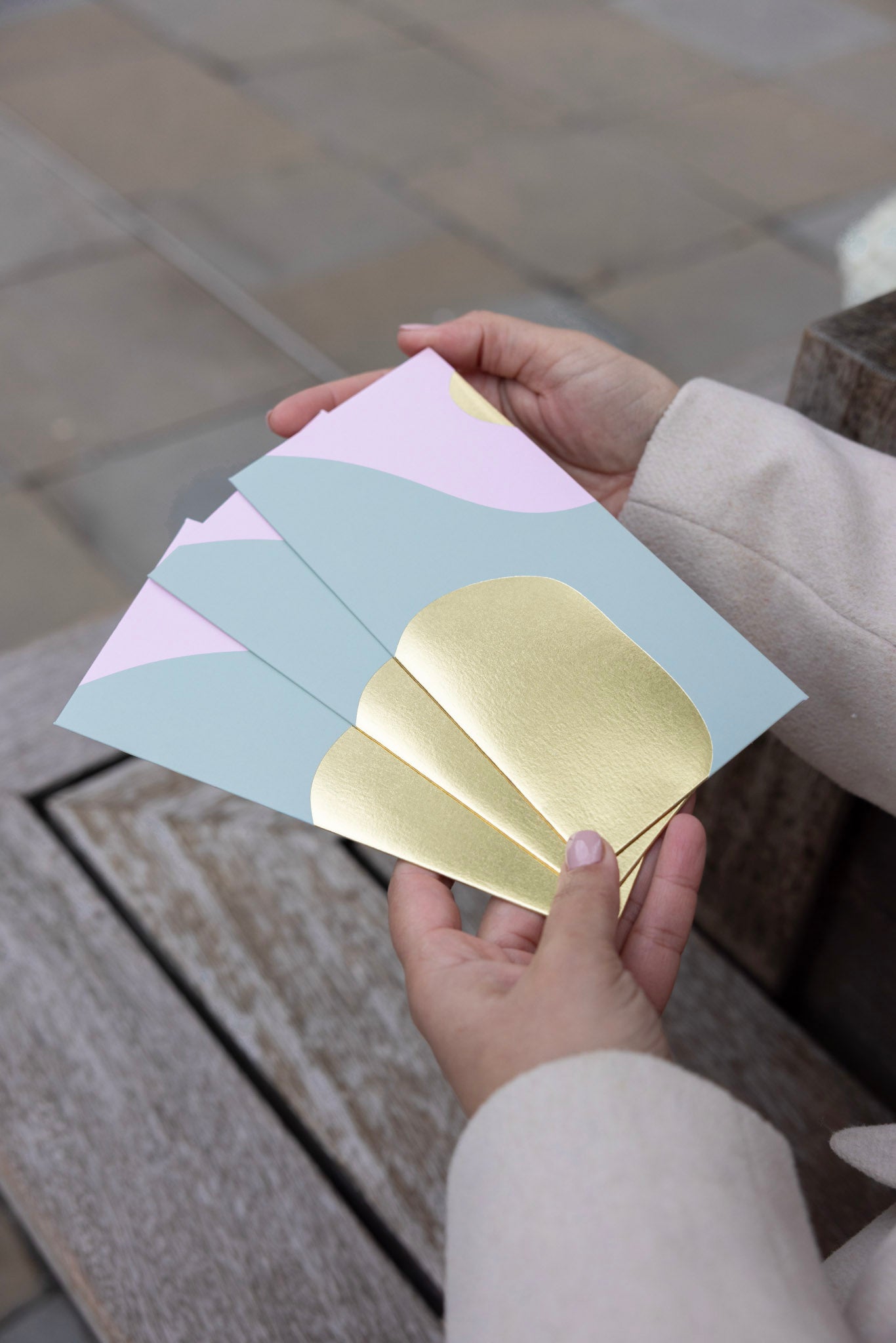 Modern Curve Money Envelope in Mint, Pink and Gold
