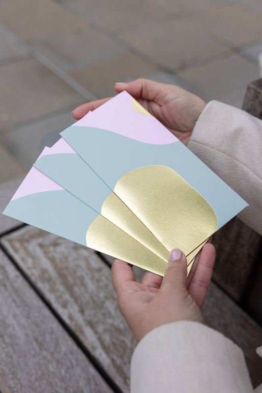 Modern Curve Money Envelope in Mint, Pink and Gold