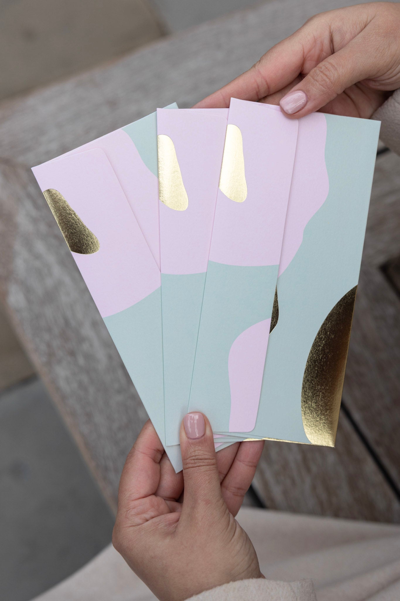 Modern Curve Money Envelope in Mint, Pink and Gold
