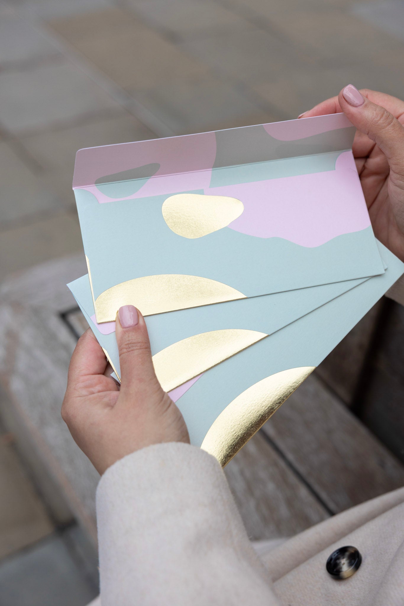Modern Curve Money Envelope in Mint, Pink and Gold