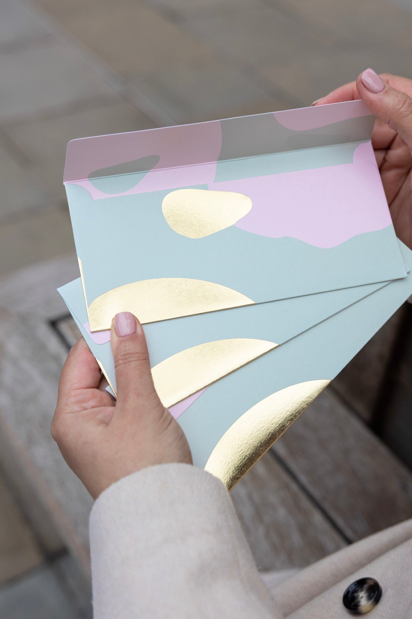 Modern Curve Money Envelope in Mint, Pink and Gold