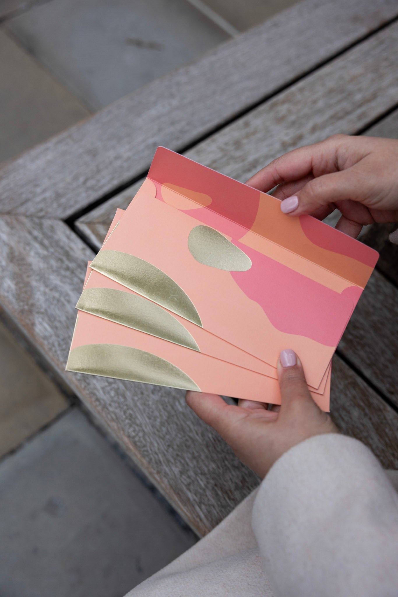 Modern Curve Money Envelope in Peach and Gold