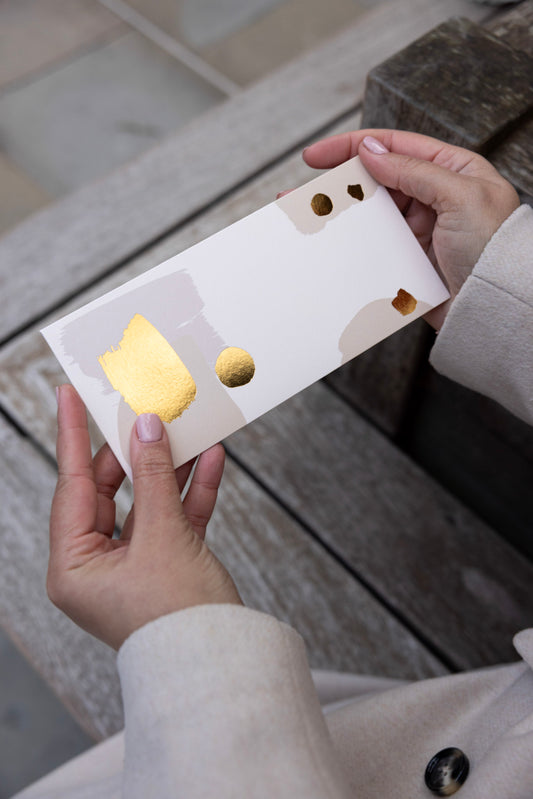 Modern Money Envelope in Light Beige and Gold