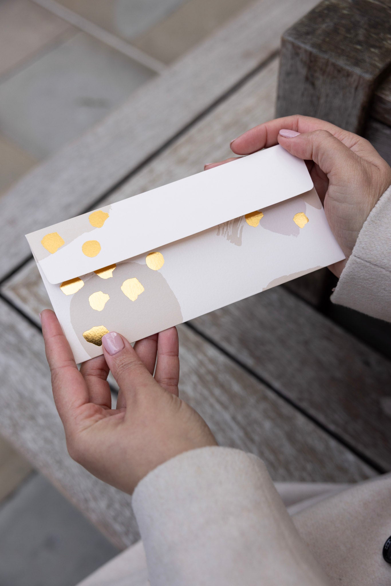 Modern Money Envelope in Light Beige and Gold
