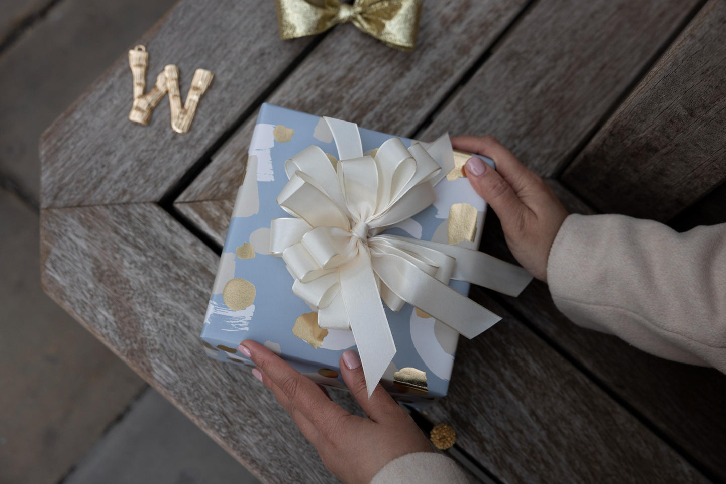 A medley of abstract in french grey and gold