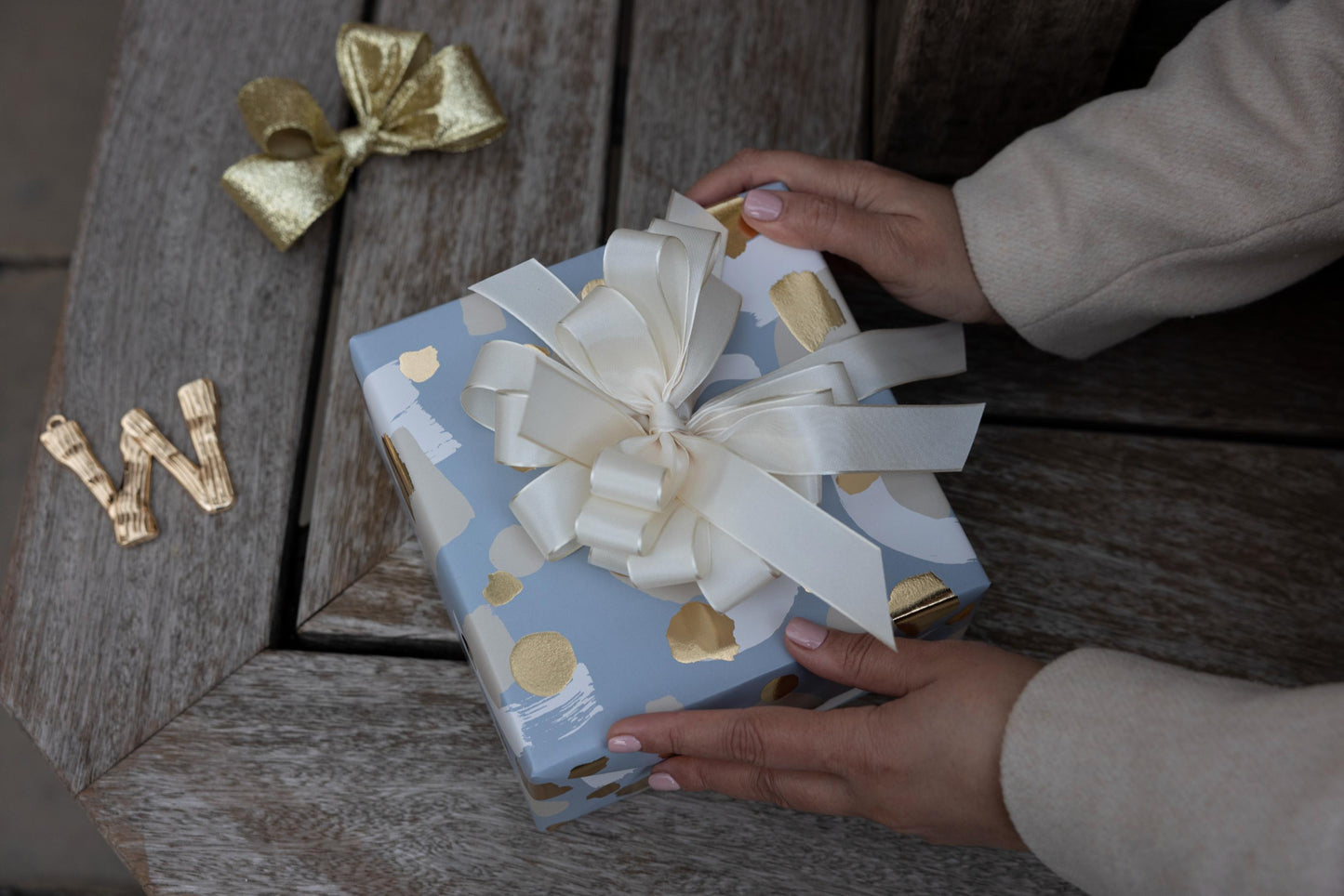 A medley of abstract in french grey and gold