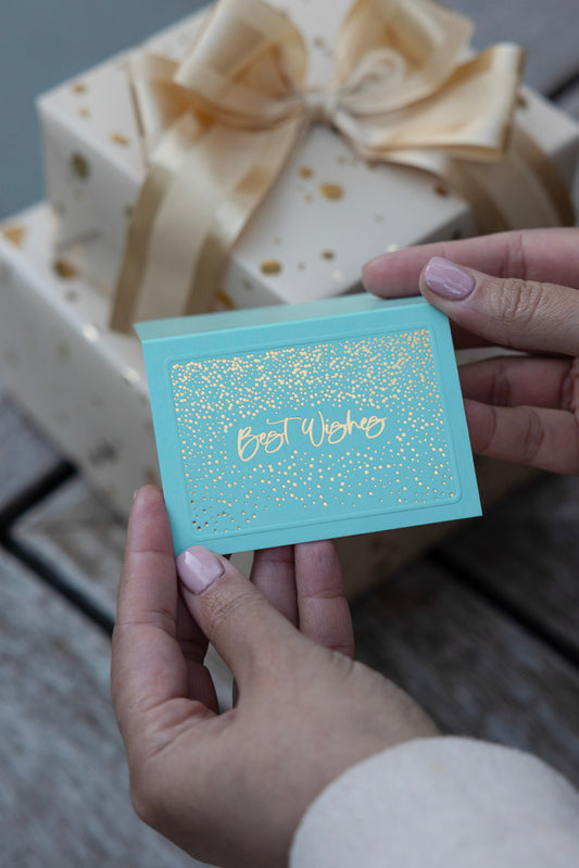 Turquoise Sparkle Best Wishes Foldable Gift Tag Pack of 8