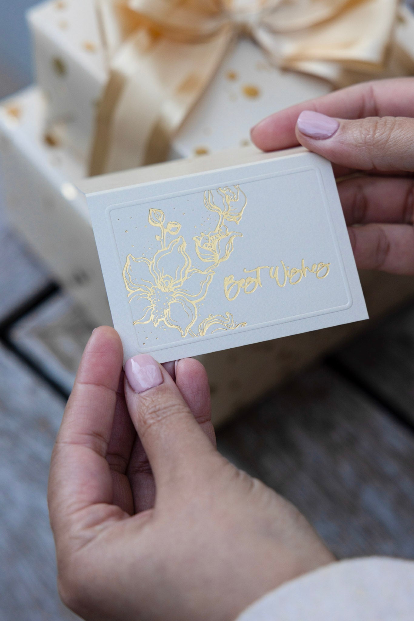 Beige Floral Best Wishes Foldable Gift Tag Pack of 8