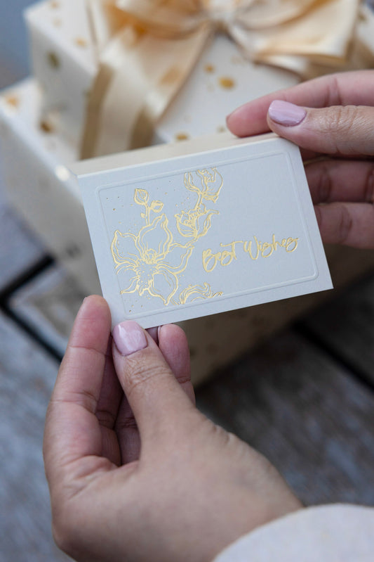 Beige Floral Best Wishes Foldable Gift Tag Pack of 8