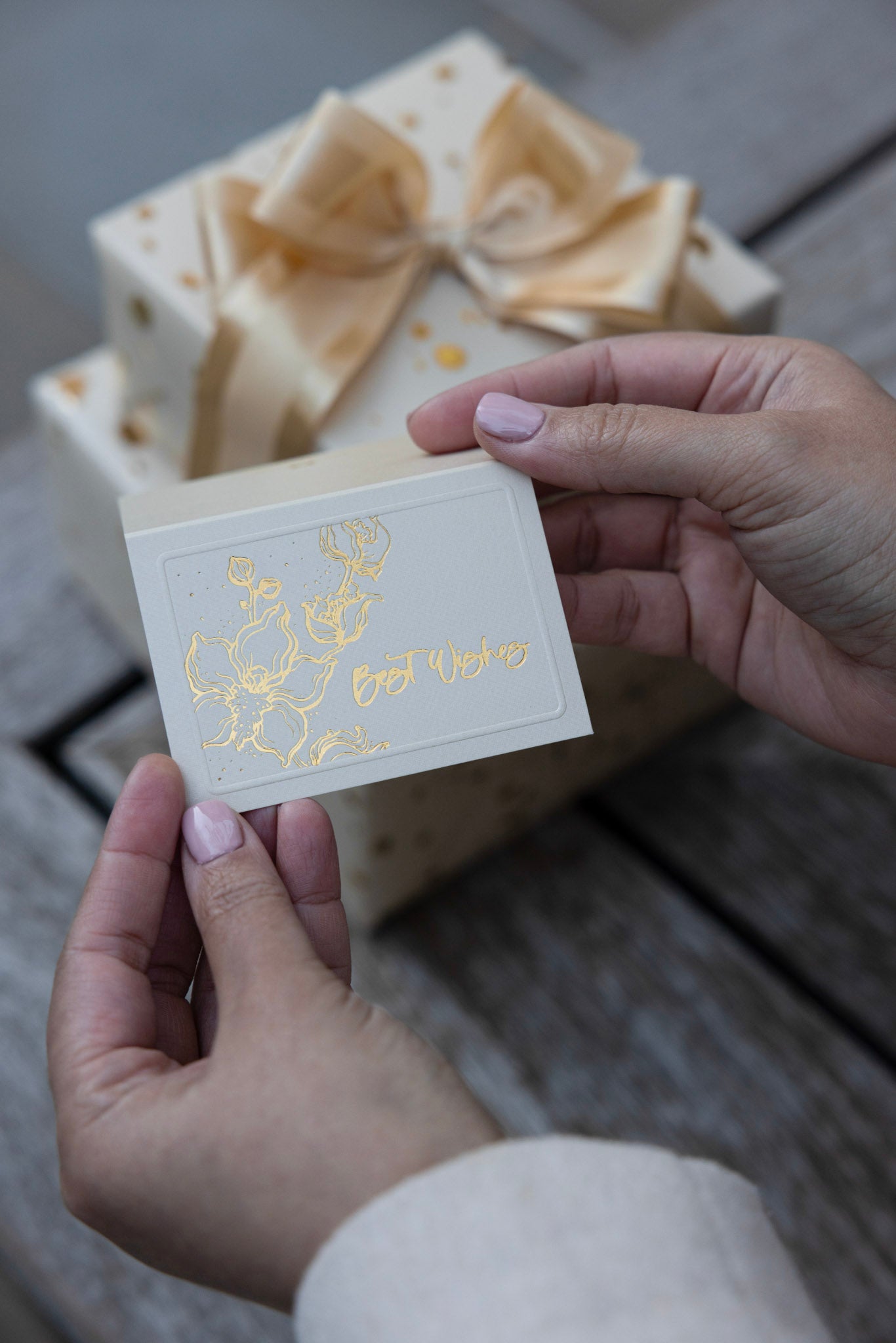 Beige Floral Best Wishes Foldable Gift Tag Pack of 8
