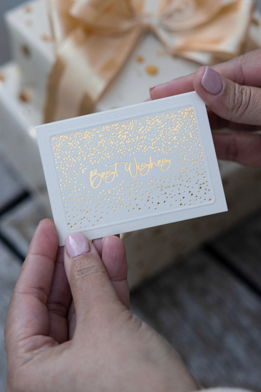 Beige Sparkle Best Wishes Foldable Gift Tag Pack of 8
